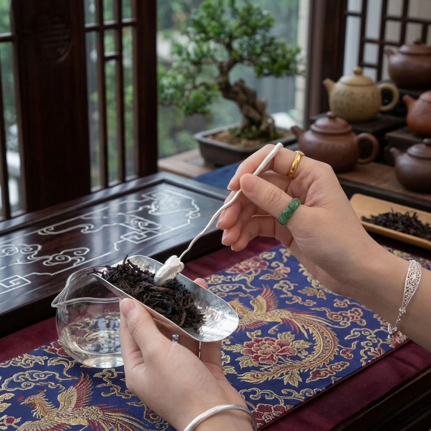 S999 Fine Silver Handcrafted Feather Tea Scoop Spoon