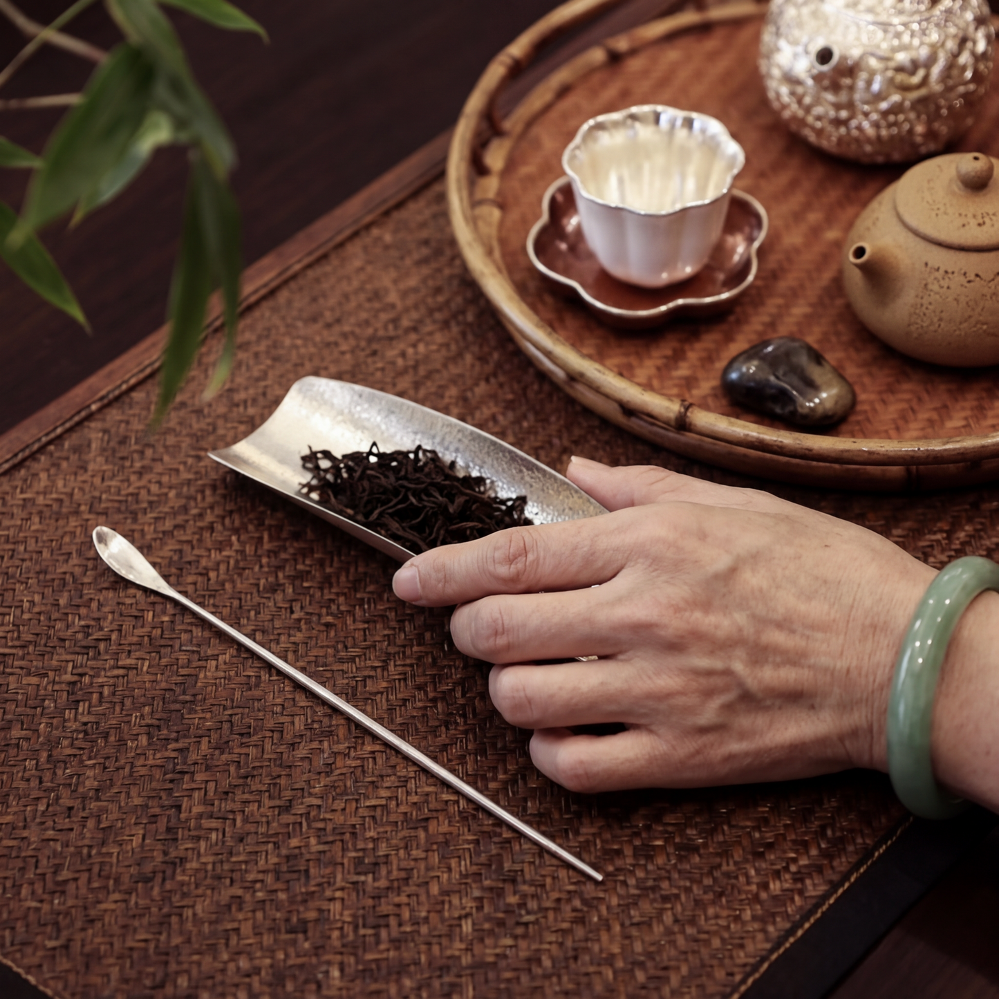 S999 Fine Silver Minimal Stirrer Tea Spoon Needle