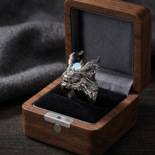 s925 Sterling Silver Unique Opal Dragon Ring
