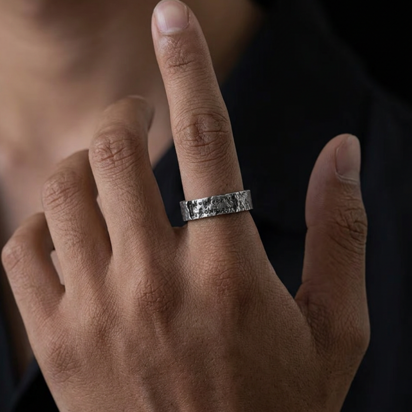 S999 Fine Silver Handmade Hug O'War Poem Love Letter Unique Couple Ring
