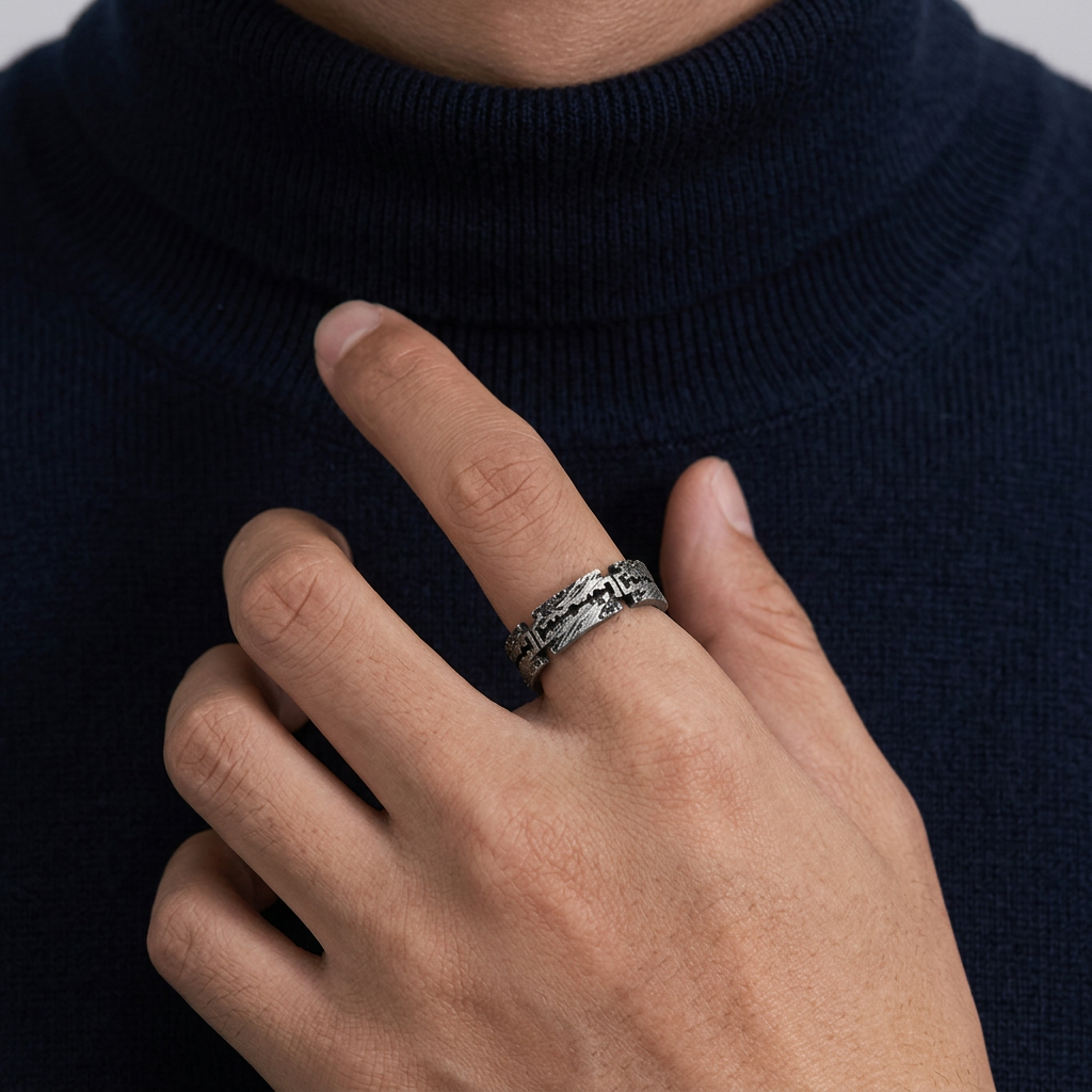 S999 Fine Silver Vintage Razor Blade Women Men Ring