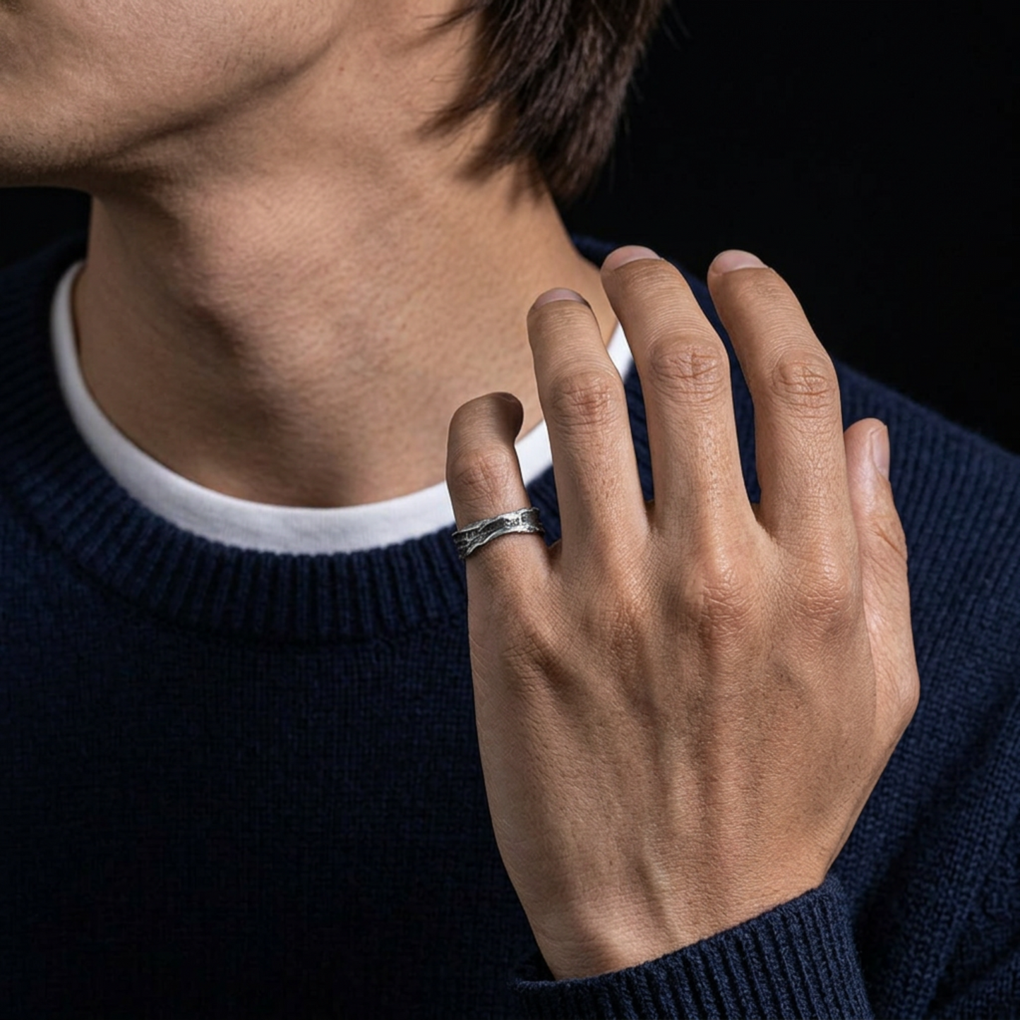 S999 Fine Silver Retro Fortuna Lucky Unisex Band Ring