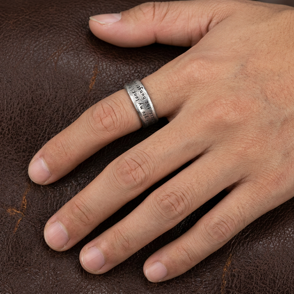 S999 Fine Silver Poetry Unisex Ring