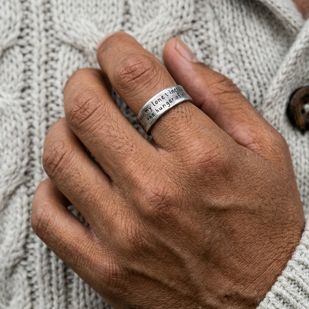 S999 Fine Silver Poetry Unisex Ring