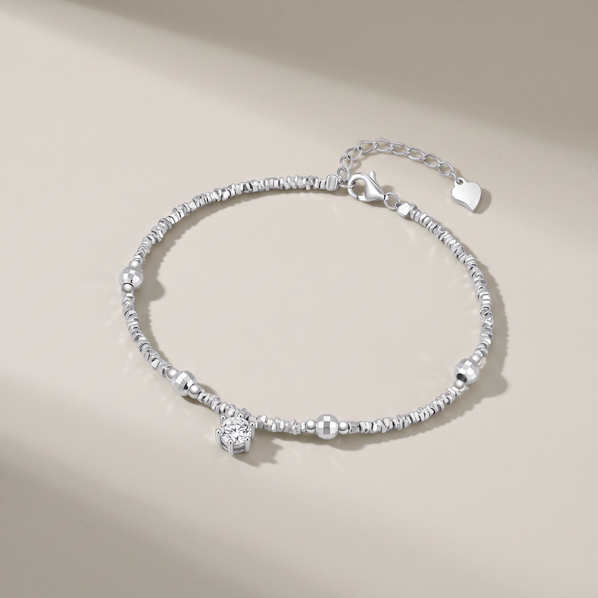 S925 Sterling Silver Disco Beads Minimal Charm Bracelet