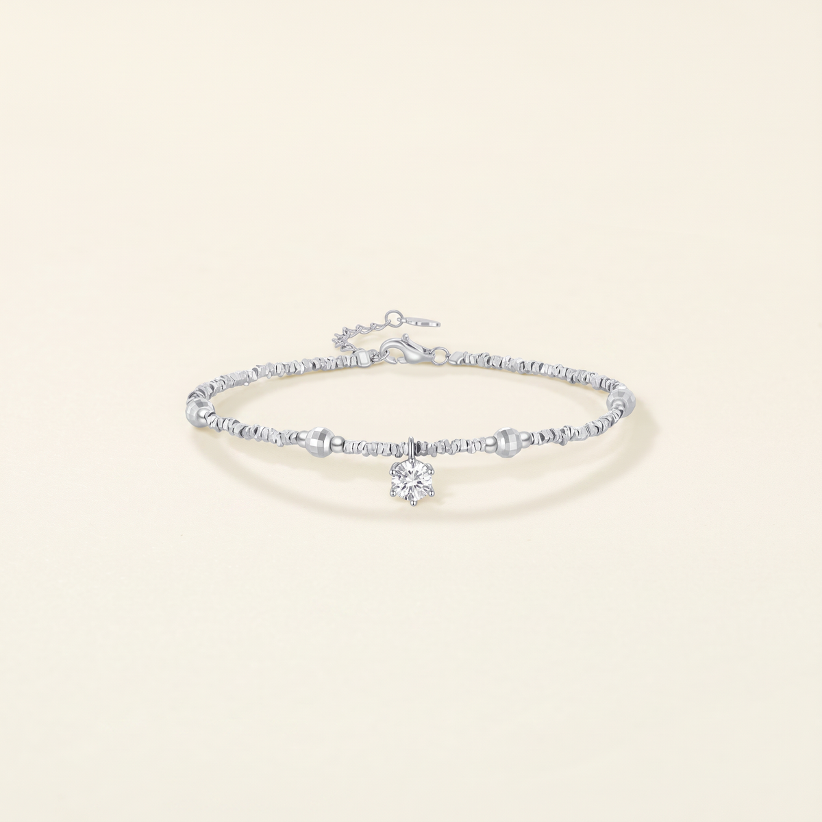 S925 Sterling Silver Disco Beads Minimal Charm Bracelet
