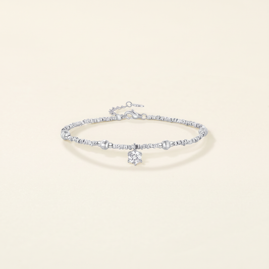 S925 Sterling Silver Disco Beads Minimal Charm Bracelet