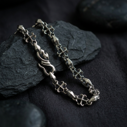 S925 Sterling Silver Cross Iris Retro Element Bracelet