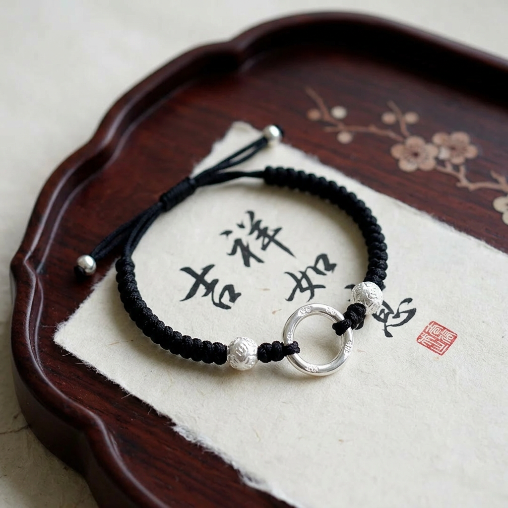 999 Fine Solid Silver Peace Buckle Unisex Fortune Bracelet