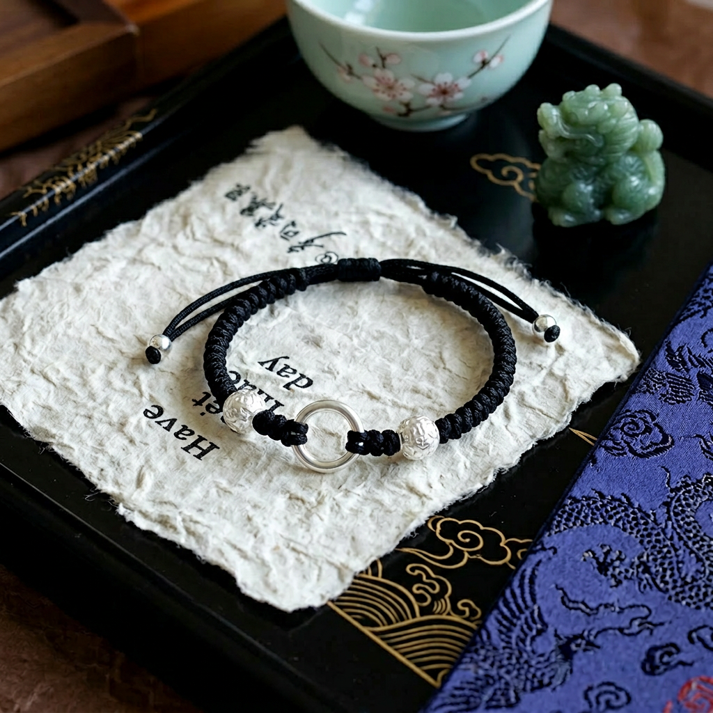 999 Fine Solid Silver Peace Buckle Unisex Fortune Bracelet