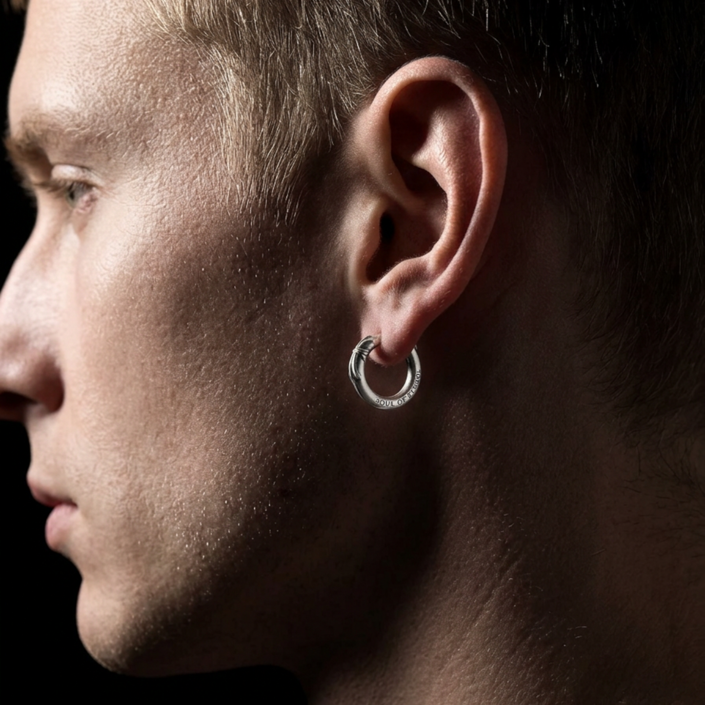 S925 Sterling Silver Solid Vintage Retro Cross Hoop Unisex Earring