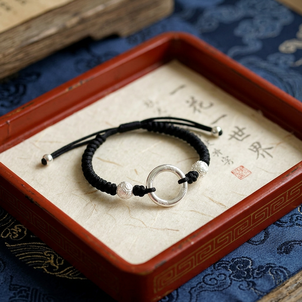 999 Fine Solid Silver Peace Buckle Unisex Fortune Bracelet