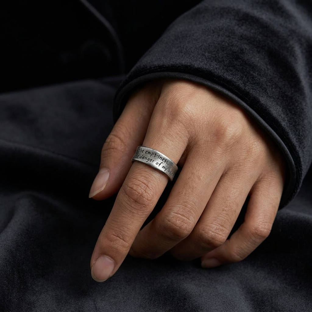 S999 Fine Silver Poetry Unisex Ring