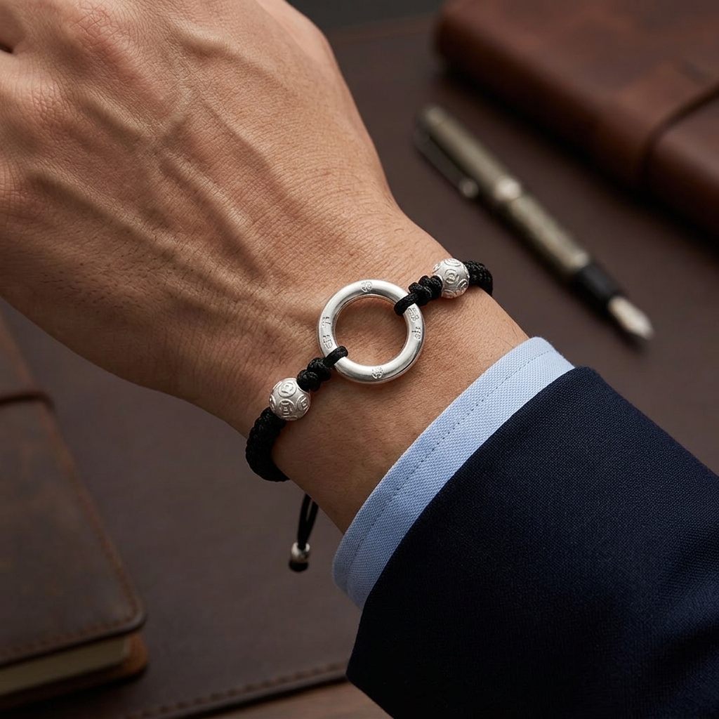 999 Fine Solid Silver Peace Buckle Unisex Fortune Bracelet