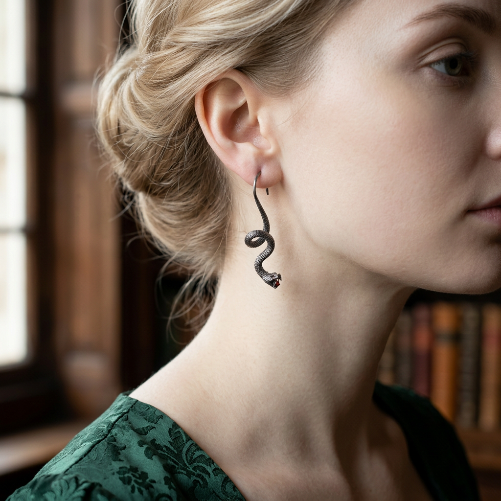 s925 Sterling Silver Snake Hoop Earrings