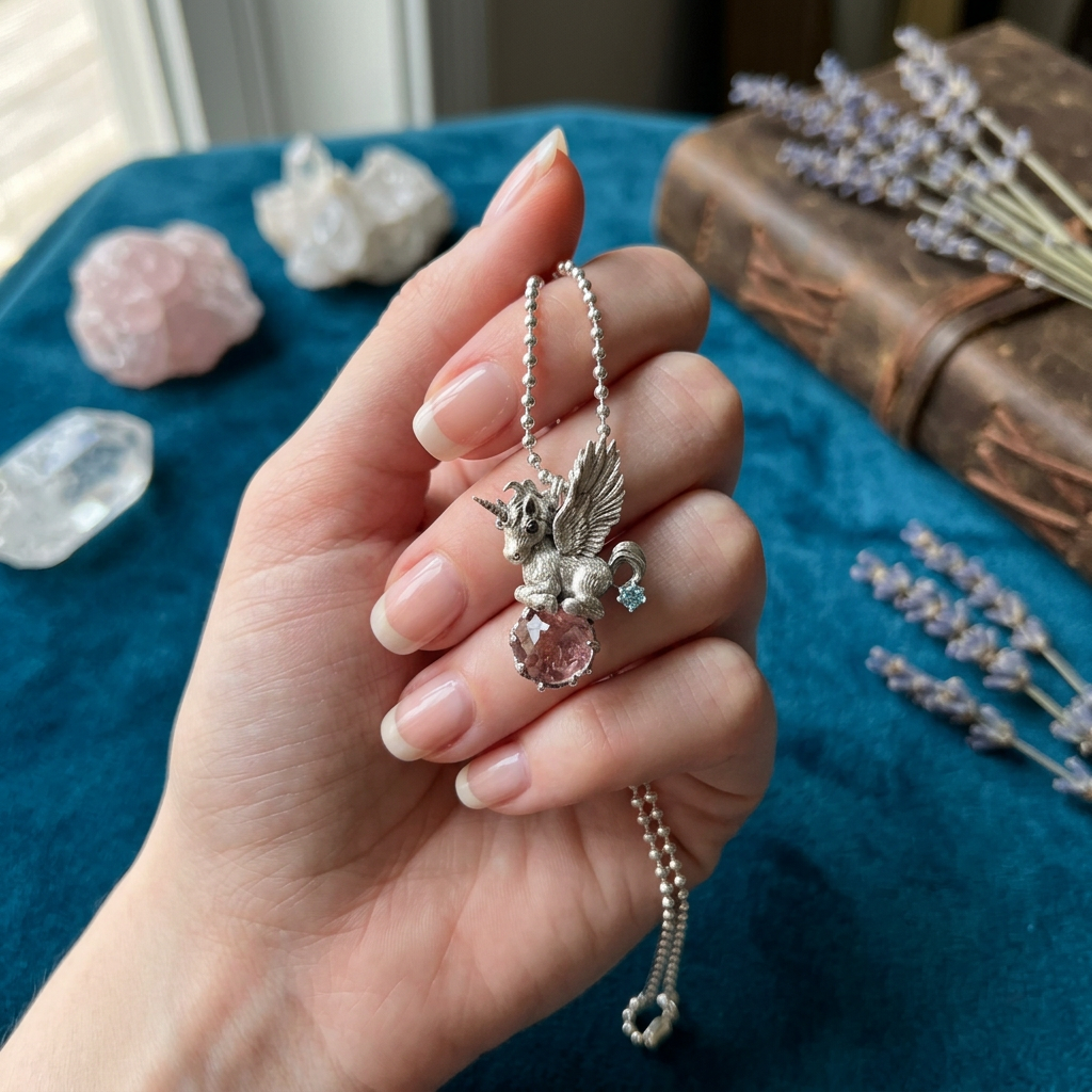 s925 Sterling Silver Fairytale Cute Unicorn Crystal Pendant
