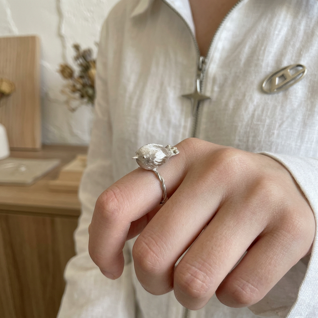 s925 Solid Sterling Silver Very Cute Bird Ring