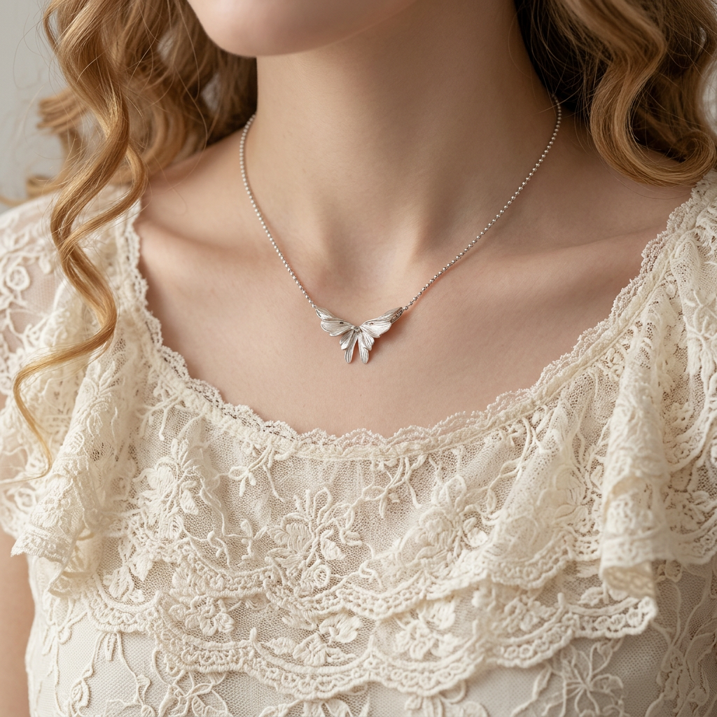 S925 Sterling Silver Butterfly Charm Pendant Necklace