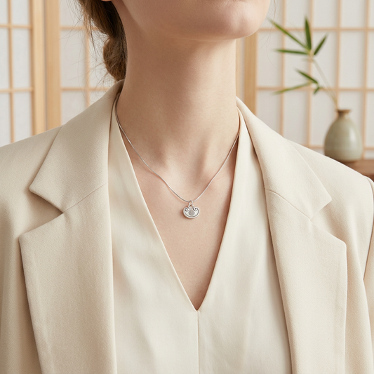 999 Fine Silver Peace Lock Pendant Blessing Charm Necklace