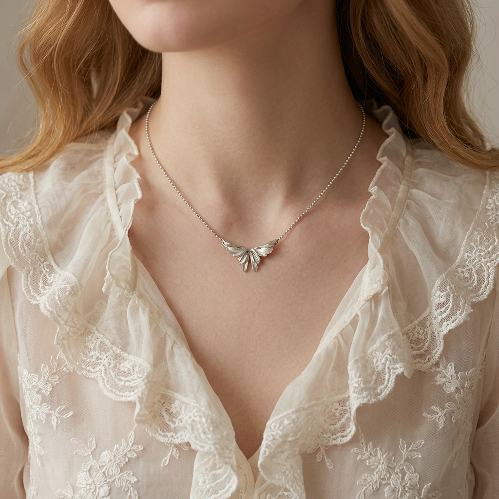 S925 Sterling Silver Butterfly Charm Pendant Necklace