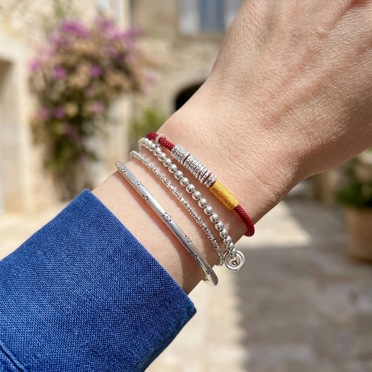 999 Fine Silver lucky Beads charm Braided Tibetan-style Minimal Cord Bracelet