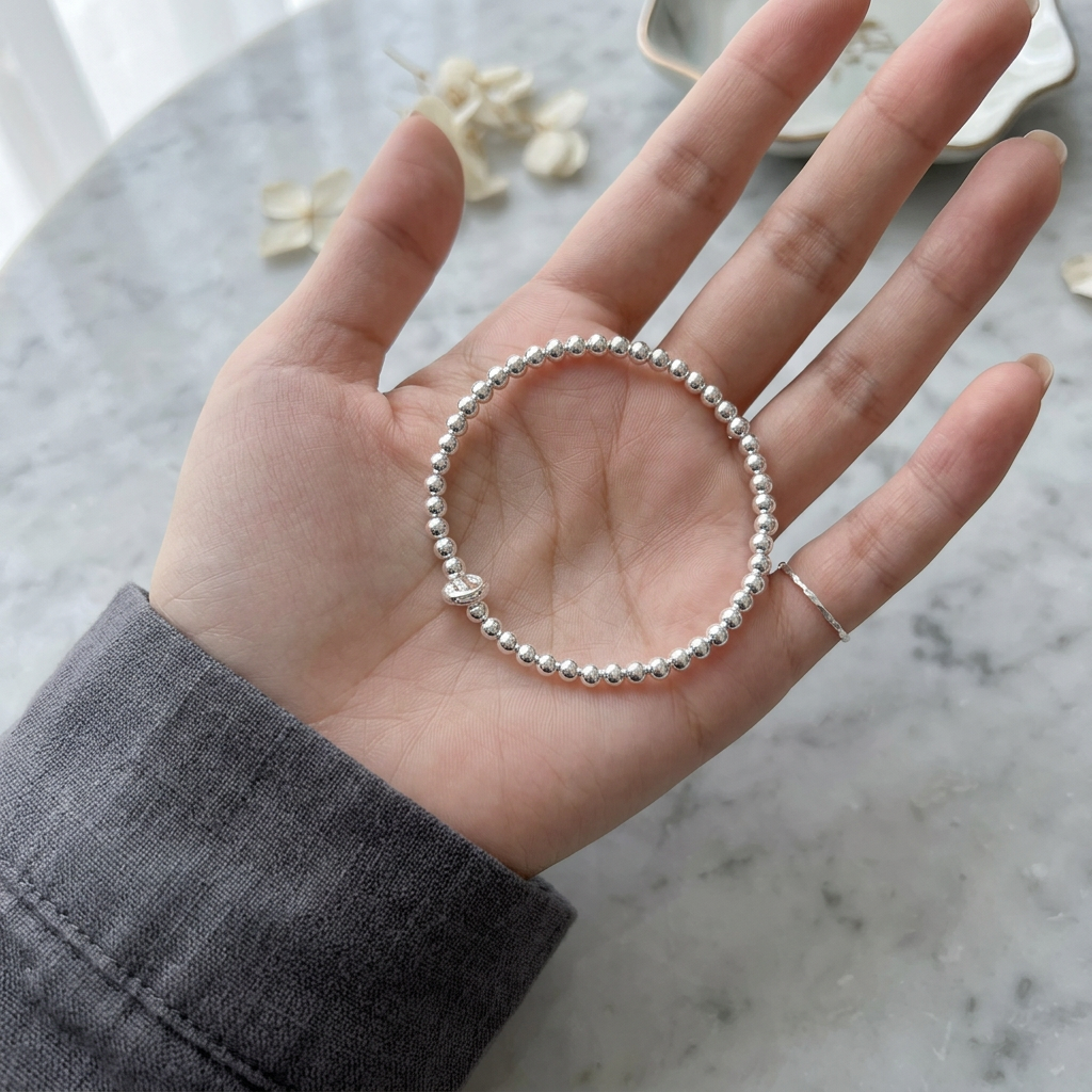 s925 Sterling Silver Minimal Beads Lucky Good Fortune Koi fish Bracelet
