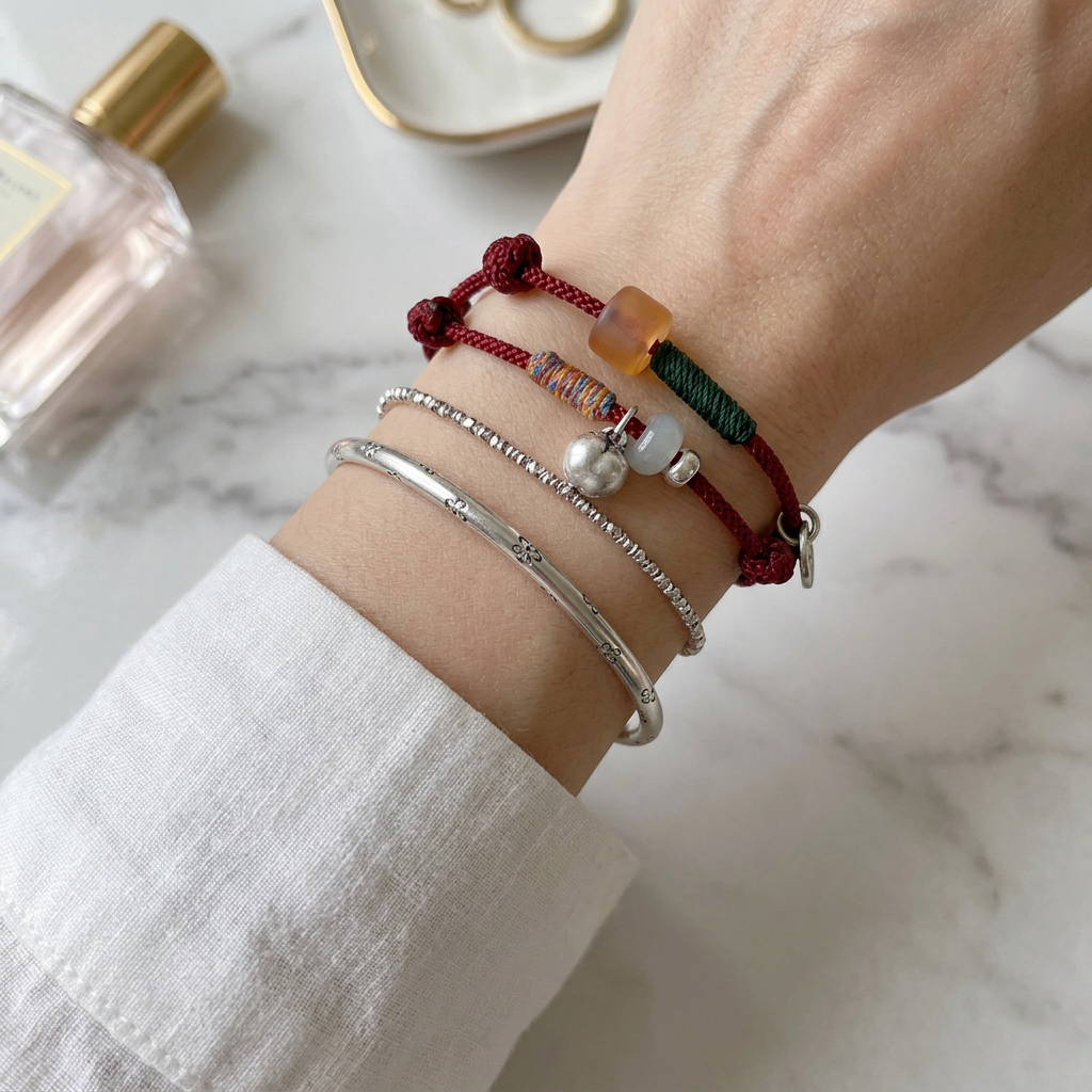 Top-tier good luck Zaki Ram Vintage Tibetan-style s925 sterling silver Hand Rope Bracelet