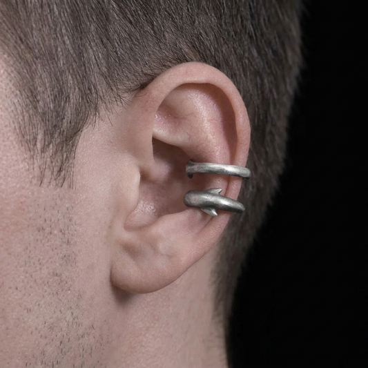 S999 Fine Silver Vintage Deep Ocean Shark Ear Cuff Unisex