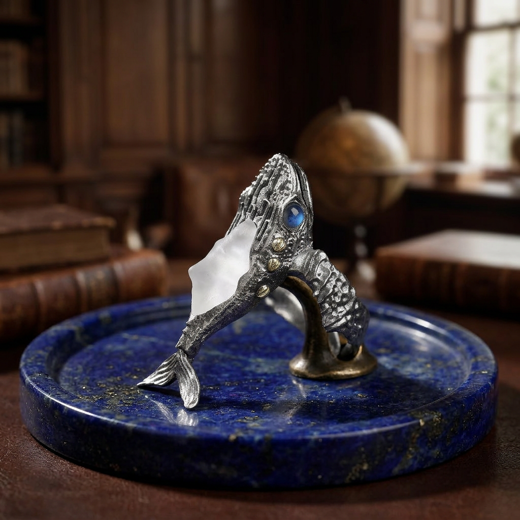 s925 Sterling Silver Unique White Crystal Whale Open Movable Ring