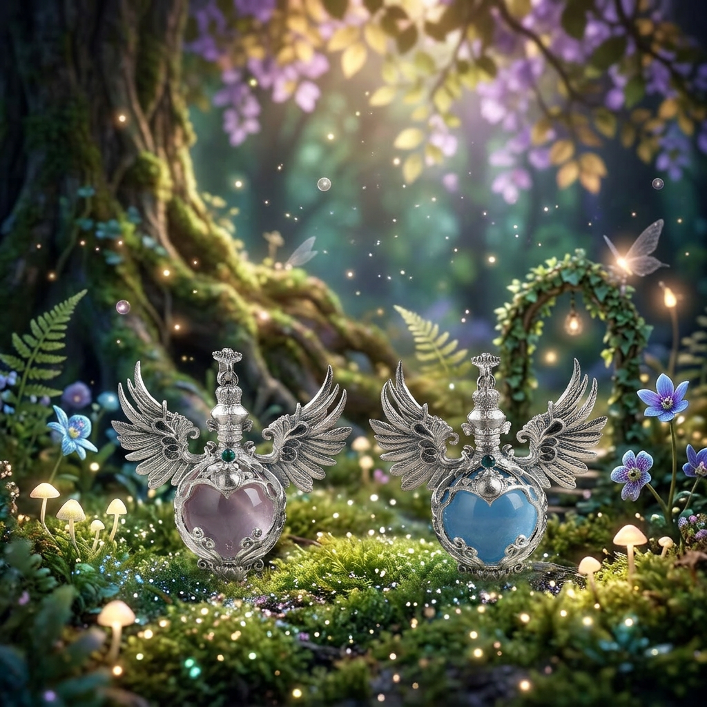 s925 Sterling Silver Angel Wing Make a Wish Bottle Crystal Pendant Necklace