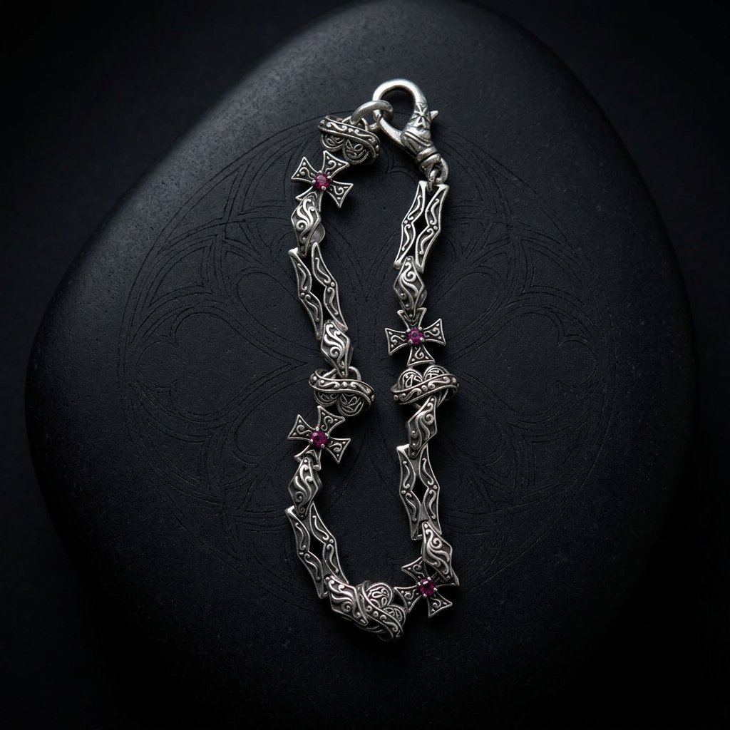 S925 Sterling Silver Double-Sided  Infinite Loop Planet Iris Retro Element Bracelet