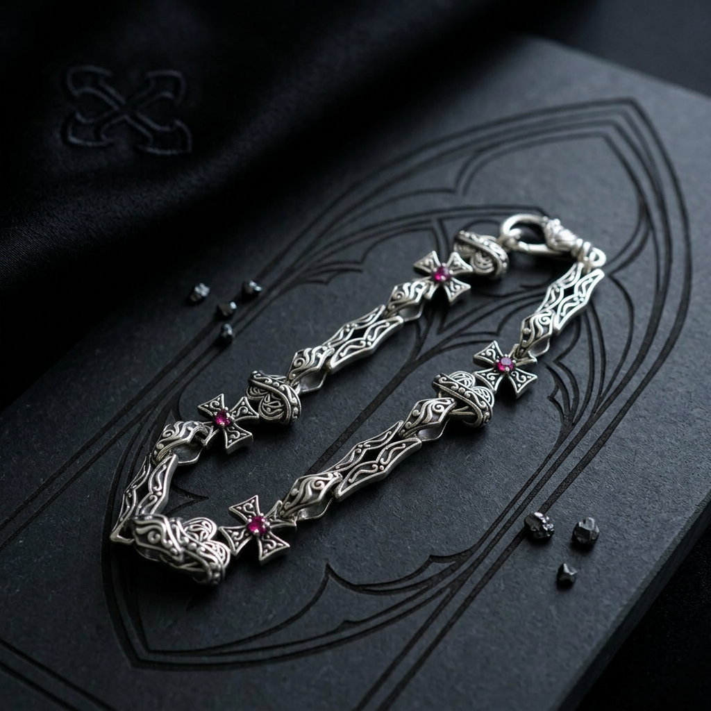 S925 Sterling Silver Double-Sided  Infinite Loop Planet Iris Retro Element Bracelet
