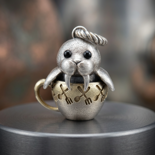 s925 Sterling Silver Cute Sea Lion Teacup Pendant