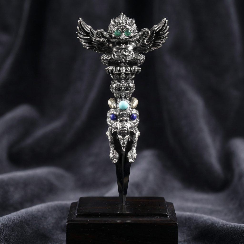 s925 Sterling Silver Vintage Roc Giant Bird Pendant Vajra Elephant-Headed Wealth God