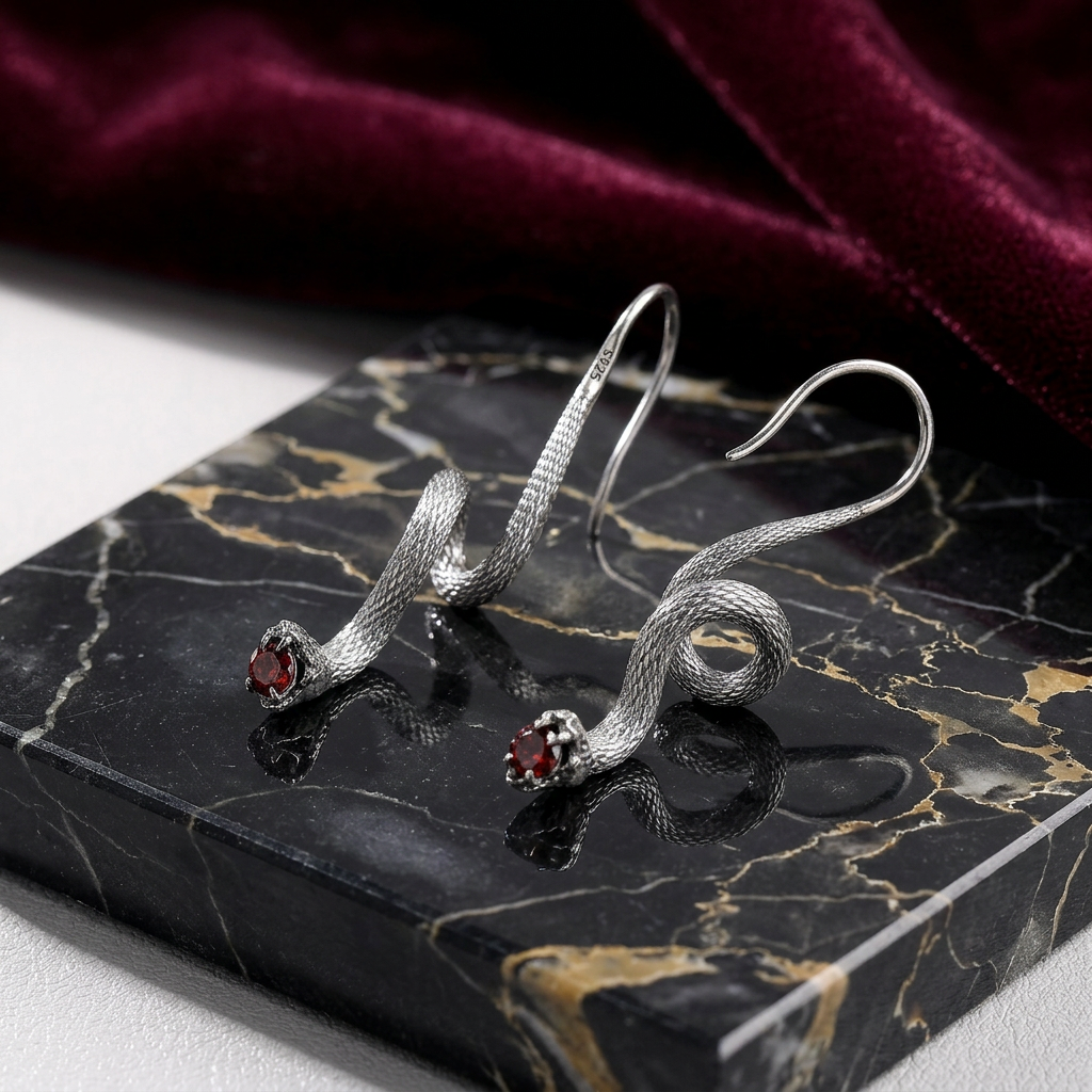 s925 Sterling Silver Snake Hoop Earrings