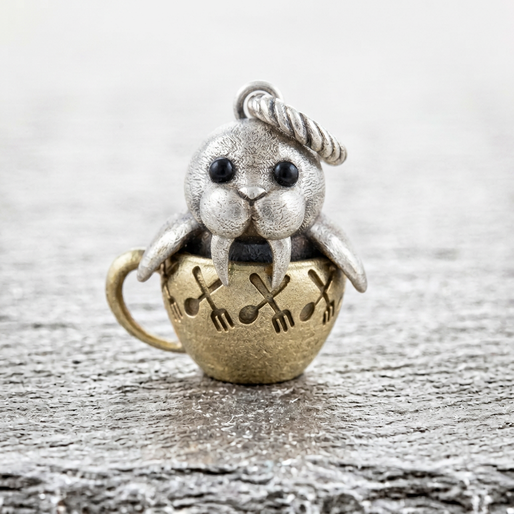 s925 Sterling Silver Cute Sea Lion Teacup Pendant