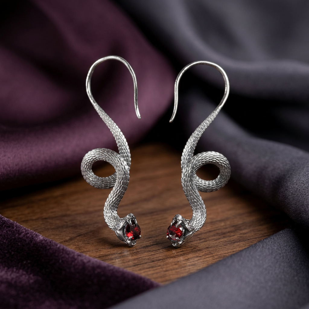 s925 Sterling Silver Snake Hoop Earrings