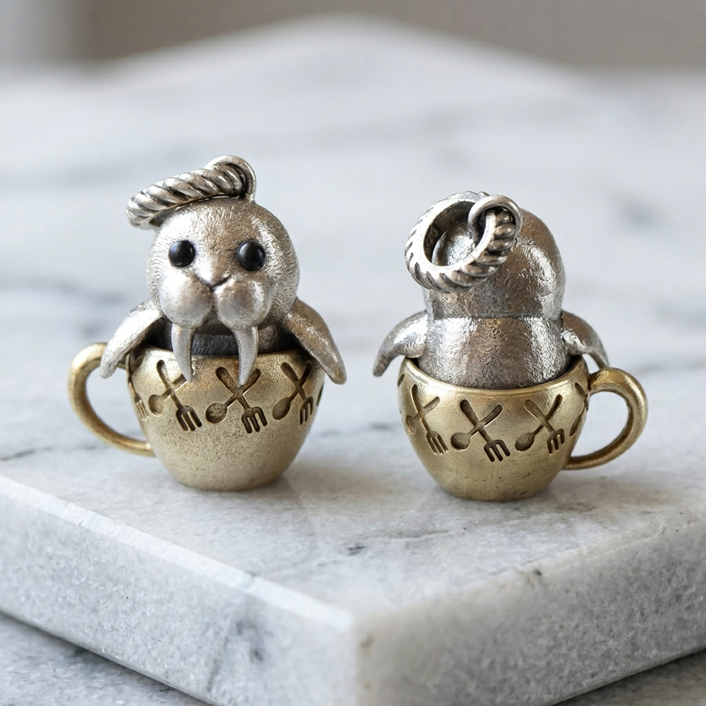 s925 Sterling Silver Cute Sea Lion Teacup Pendant