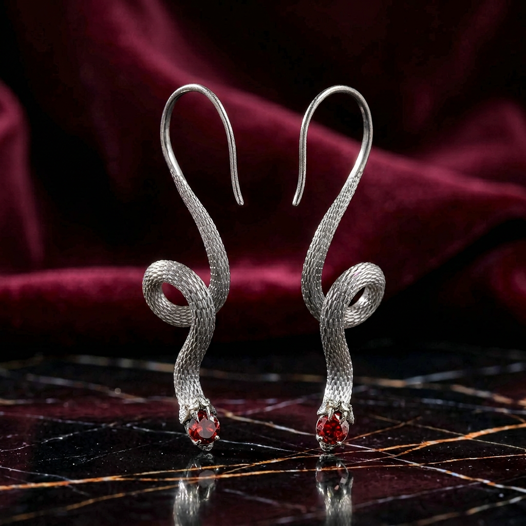 s925 Sterling Silver Snake Hoop Earrings