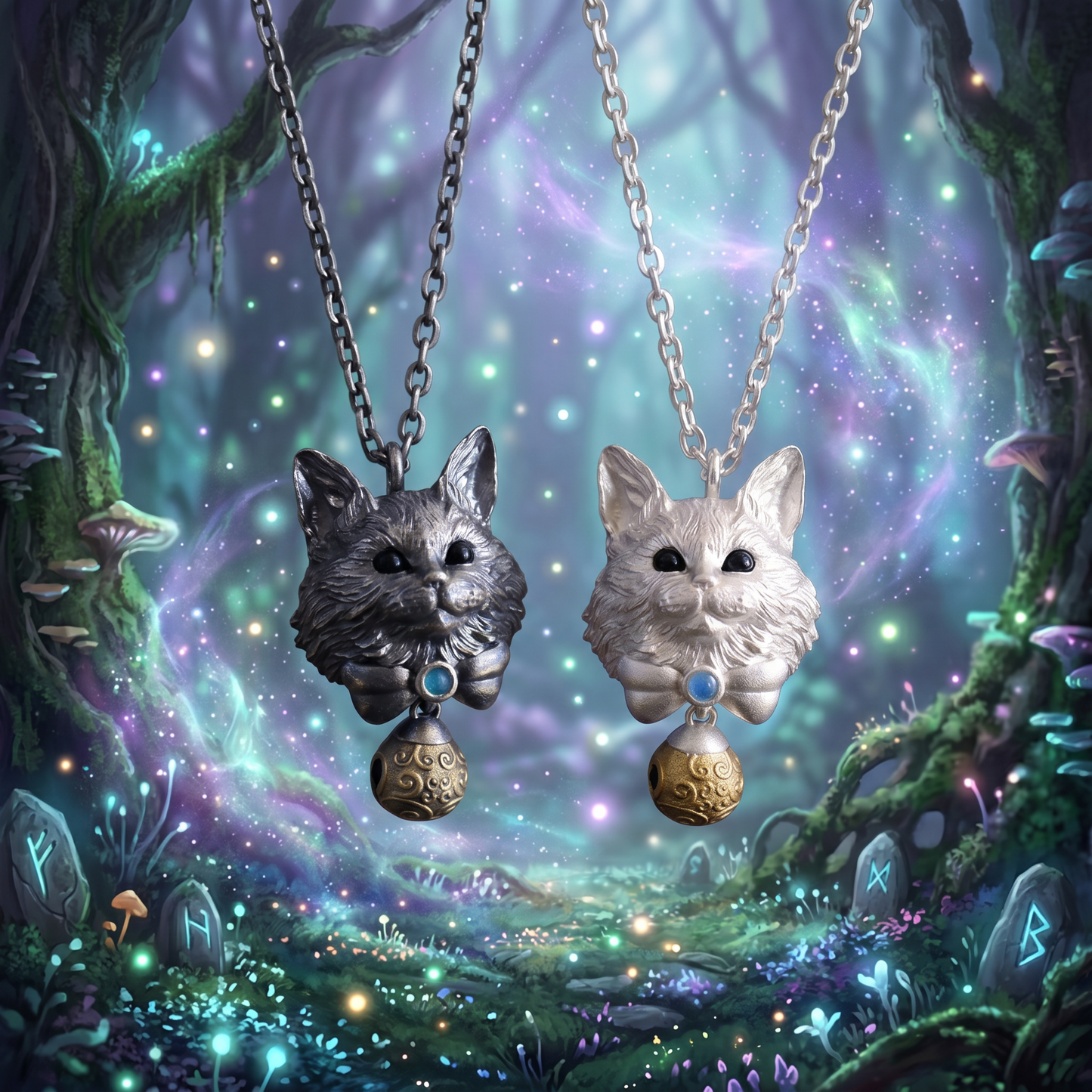 s925 Sterling Silver Ragdoll Cat Pendant Necklace Cute Cat Bell Necklace