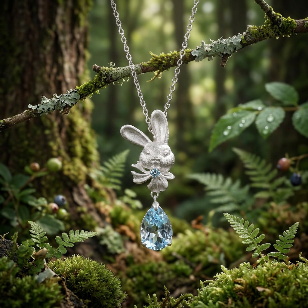s925 Sterling Silver Cute Bunny Rabbit Pendant Necklace