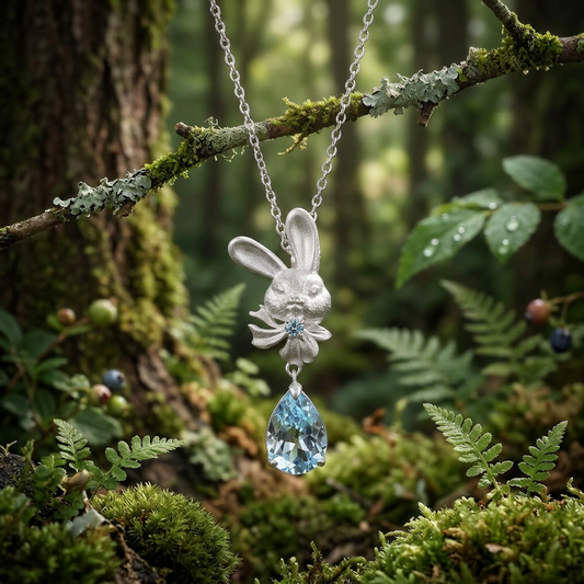 s925 Sterling Silver Cute Bunny Rabbit Pendant Necklace
