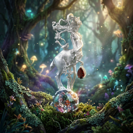 s925 Sterling Silver Deer Girl Fairy Spirit Pendant with Crystal Accent Necklace