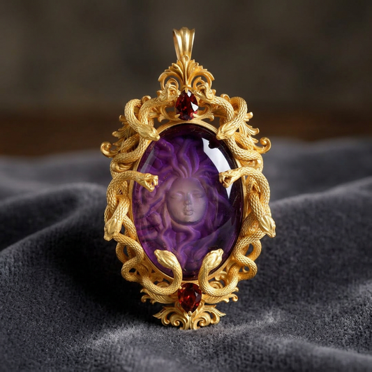s925 Sterling Silver Sterling silver Amethyst Medusa Mirror Pendant
