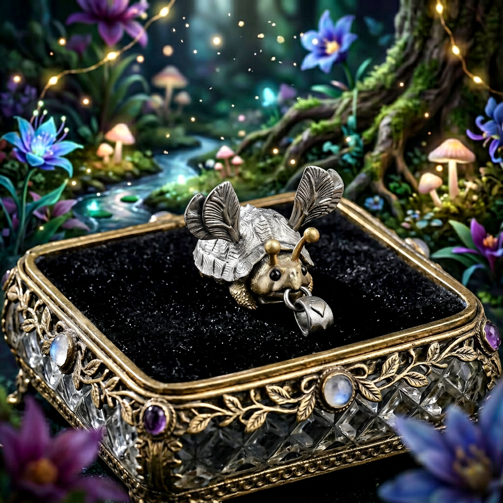 s925 Sterling Silver Movable Bee Wings Turtle Creature Pendant for BFF