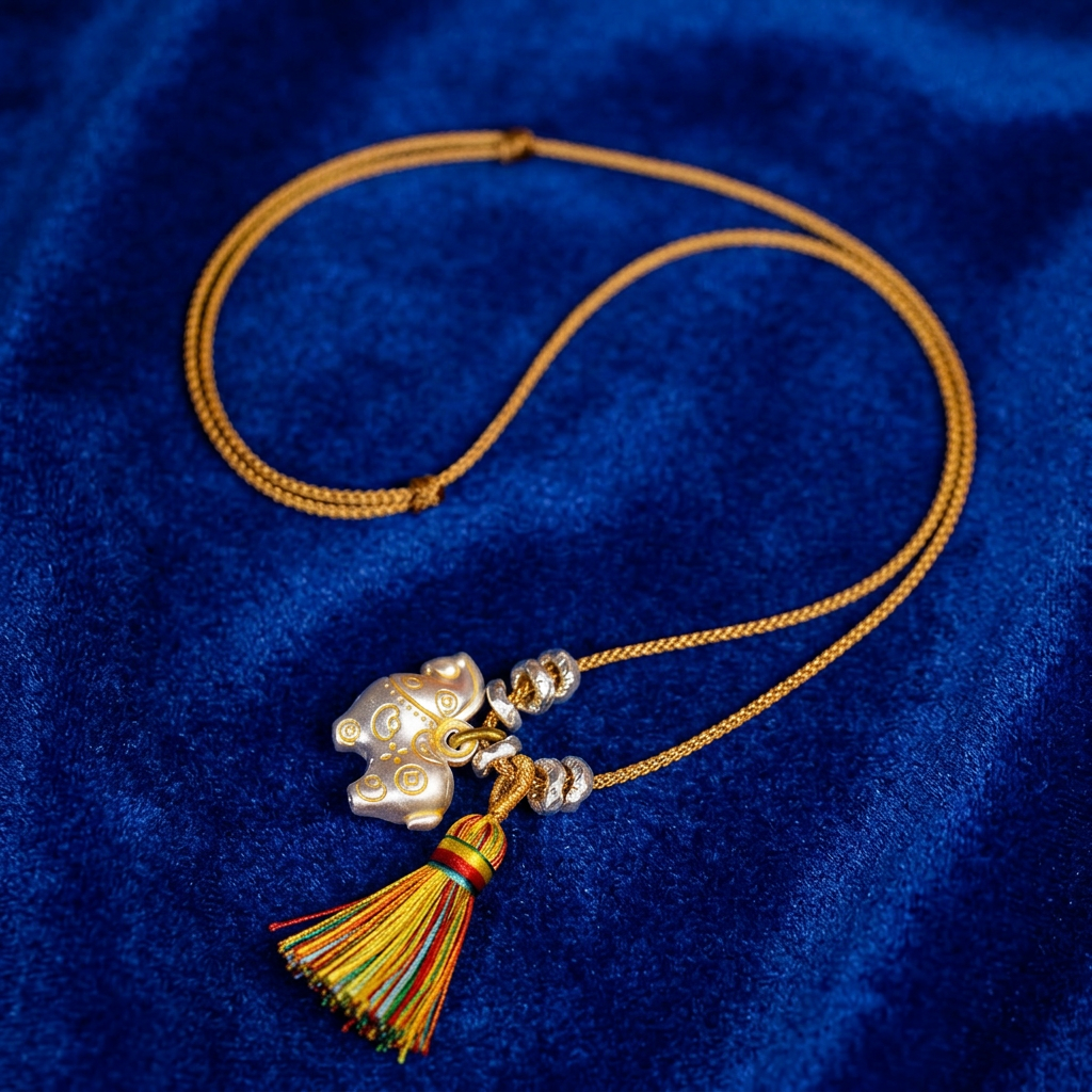 999 Fine Silver Wealth Horse Charm Weaving Necklace