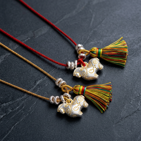 999 Fine Silver Wealth Horse Charm Weaving Necklace