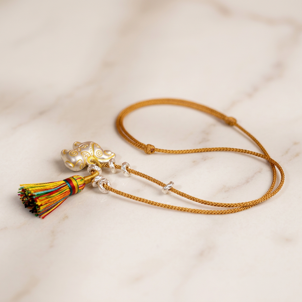 999 Fine Silver Wealth Horse Charm Weaving Necklace