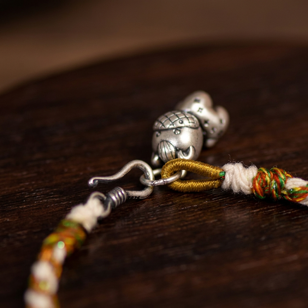 999 Fine Silver Cute Horse Charm Weaving Bracelet