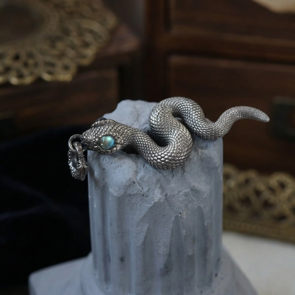 s925 Sterling Silver Snake Labradorite Charm Pendant